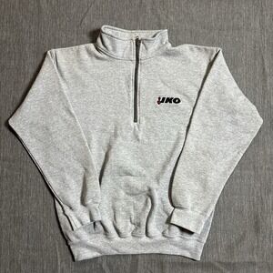 Grey quarter zip sweatshirt with embroidered logo - M